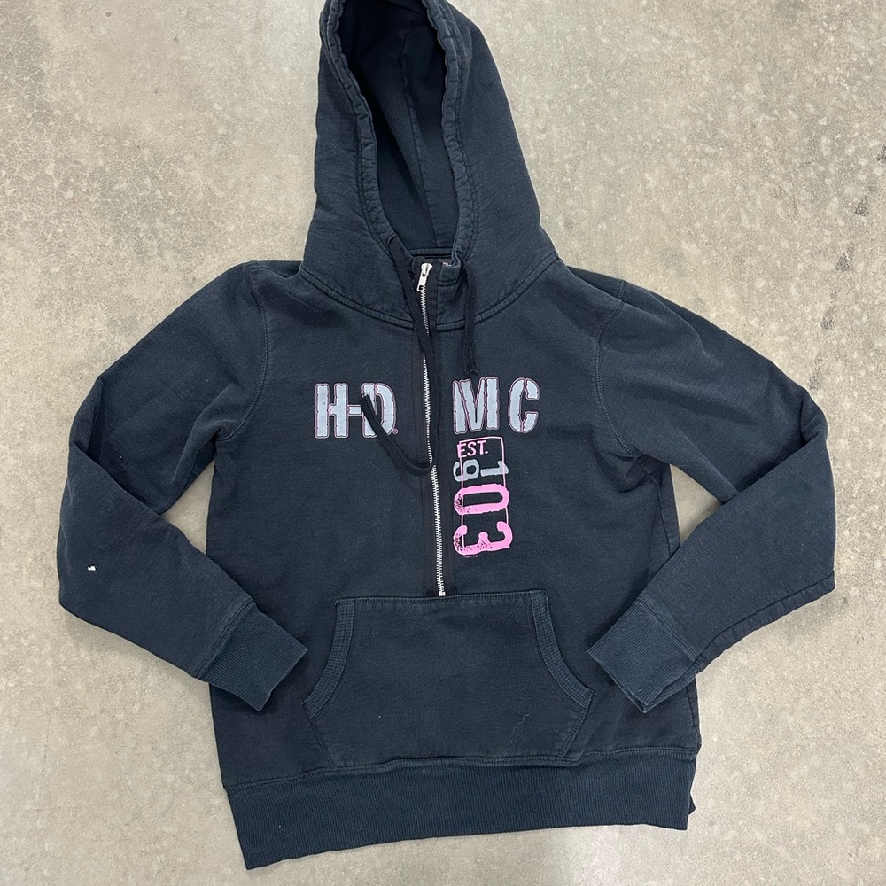 Harley Davidson Womens Hoodie HD MC Motorcycle Large L beartooth black pink